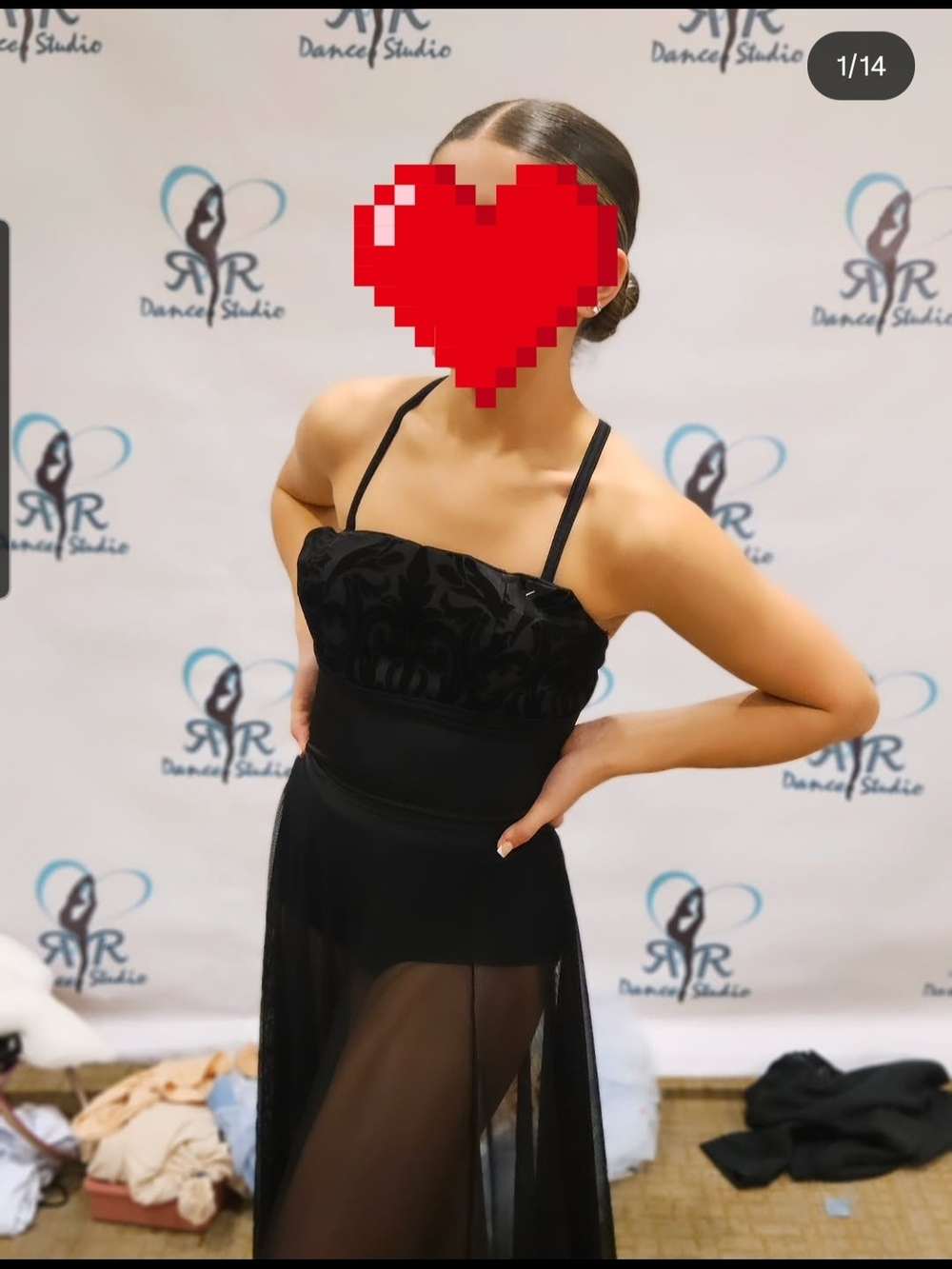 Black Sheer Mesh & Velvet Bodice Dance Costume